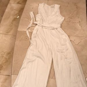 All white wide leg jumpsuit